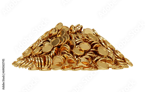 gold coin element isolated on white background. pile of gold coin element isolated. heap of gold coin element isolated 3d render