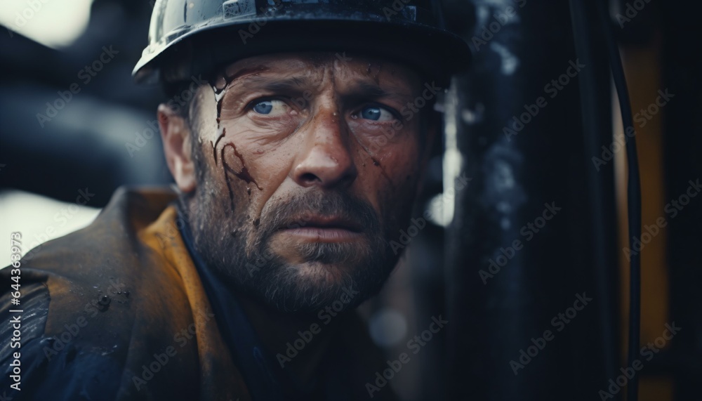 A construction worker holding a pipe while wearing a hard hat A construction worker holding a pipe while wearing a hard hat