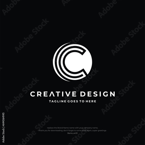 Letter C CC CC Premium Line Alphabet Monochrome Monogram emblem. Vector graphic design template element. Graphic Symbol for Corporate Business Identity.
