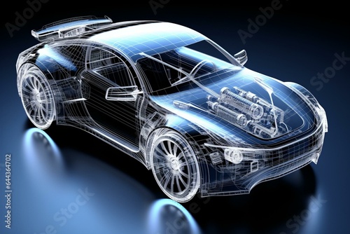 Automotive development - CAD representation. Generative AI © David