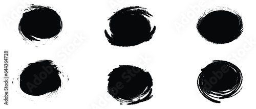 Brush circles round shape Stock black color design.