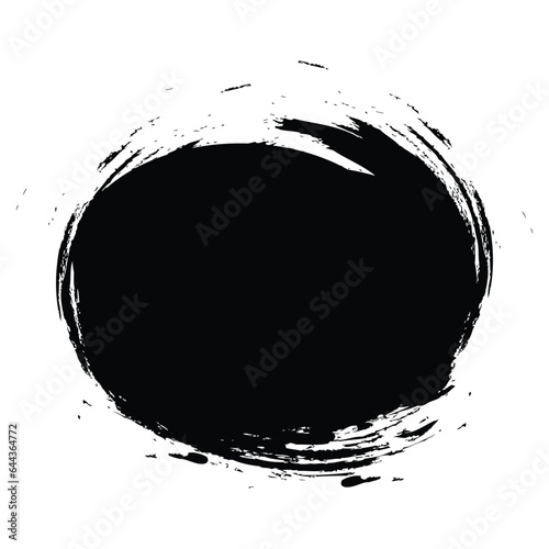 Brush circles round shape Stock black color design.