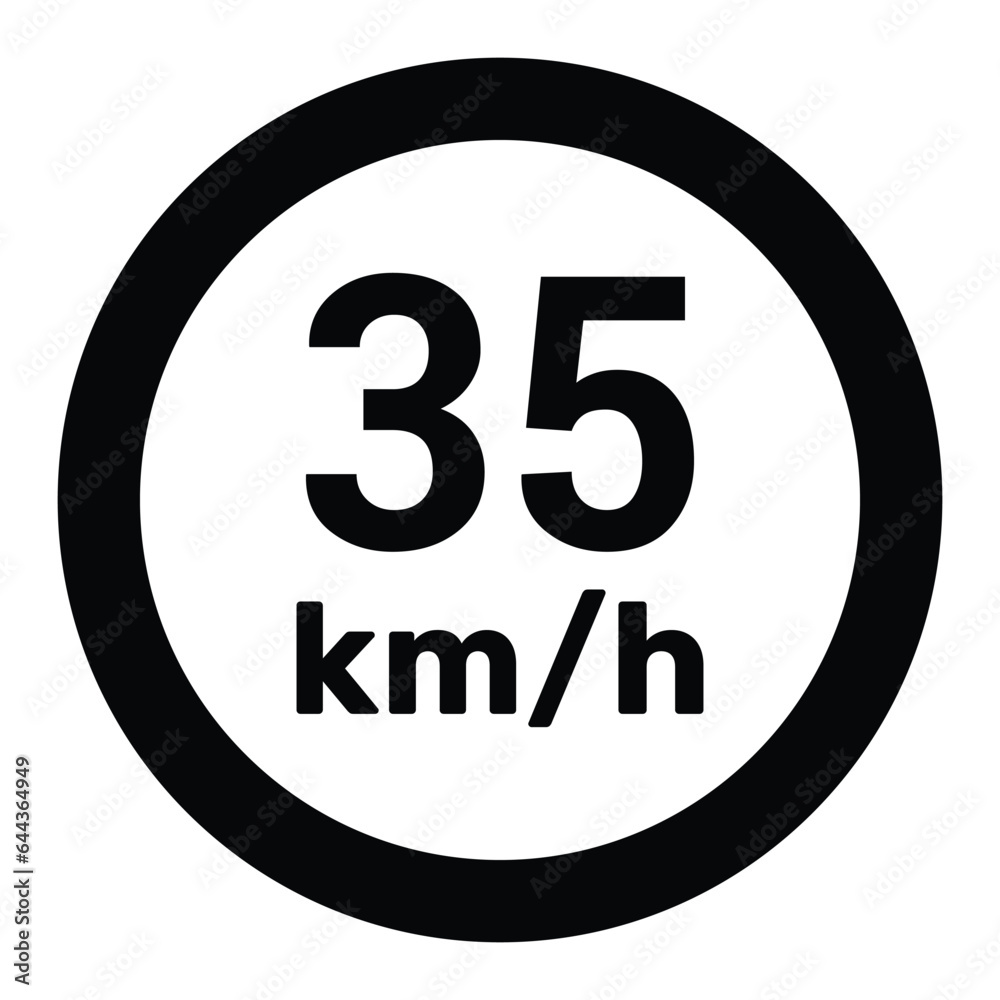 Speed limit sign 35 km h icon vector illustration Speed limit sign 35 km h icon vector illustration