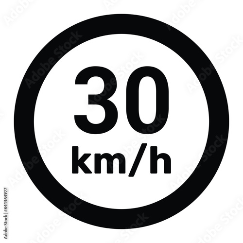 Speed limit sign 30 km h icon vector illustration