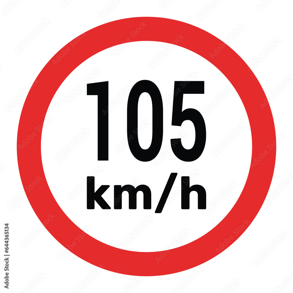 Speed limit sign 105 km h icon vector illustration