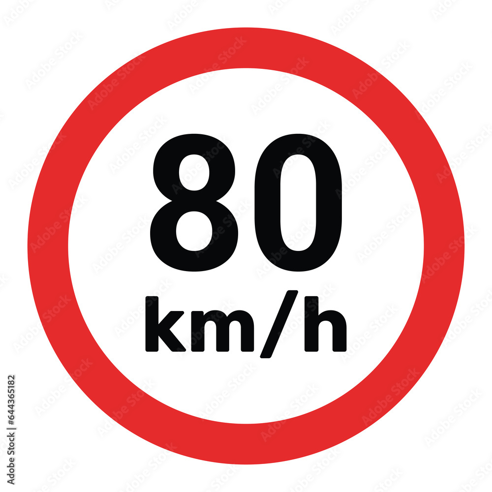 Speed limit sign 80 km h icon vector illustration Speed limit sign 80 km h icon vector illustration