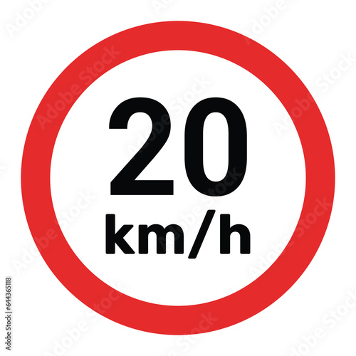 Speed limit sign 20 km h icon vector illustration