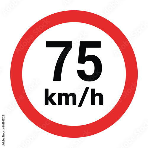 Speed limit sign 75 km h icon vector illustration