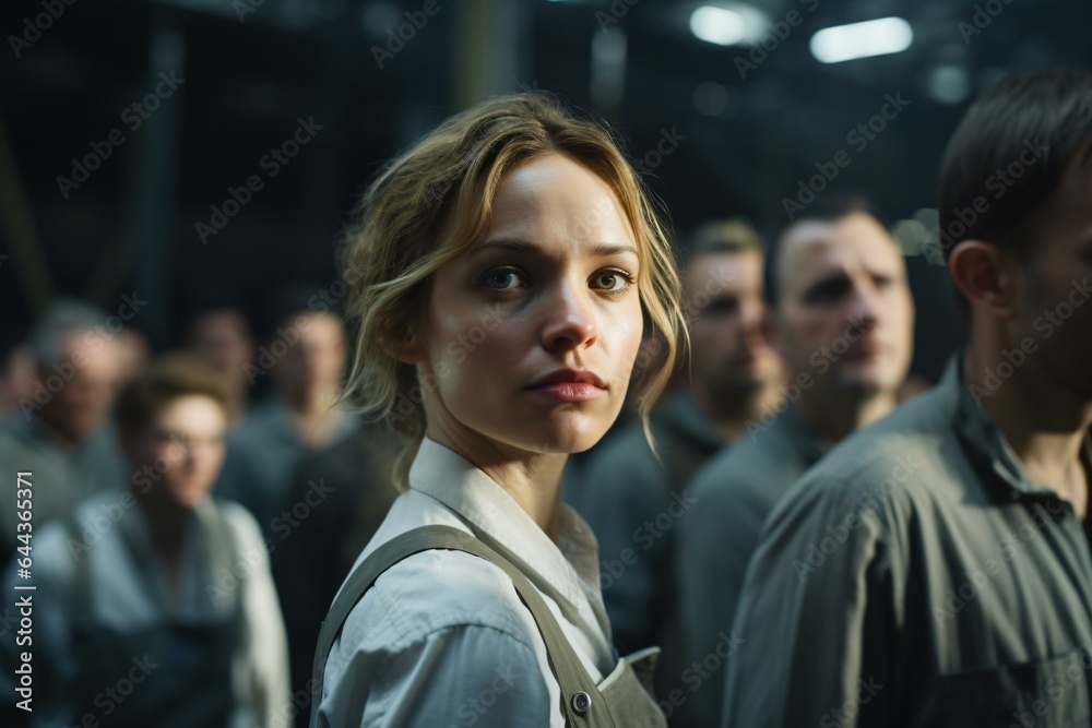 A woman standing in front of a server room A woman standing in front of a server room