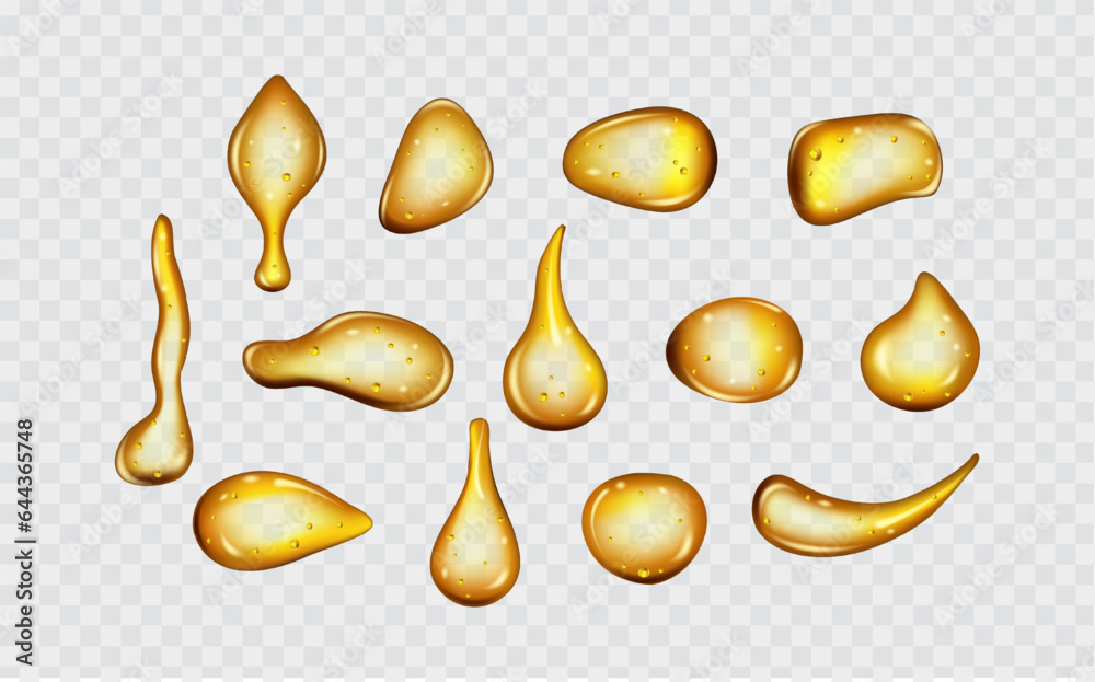 Liquid golden drops of water, honey or oil. Collagen cosmetic essence. Organic serum or argan bubbles. Falling gasoline yellow droplet. Liquid golden drops of water, honey or oil. Collagen cosmetic essence. Organic serum or argan bubbles. Falling gasoline yellow droplet.