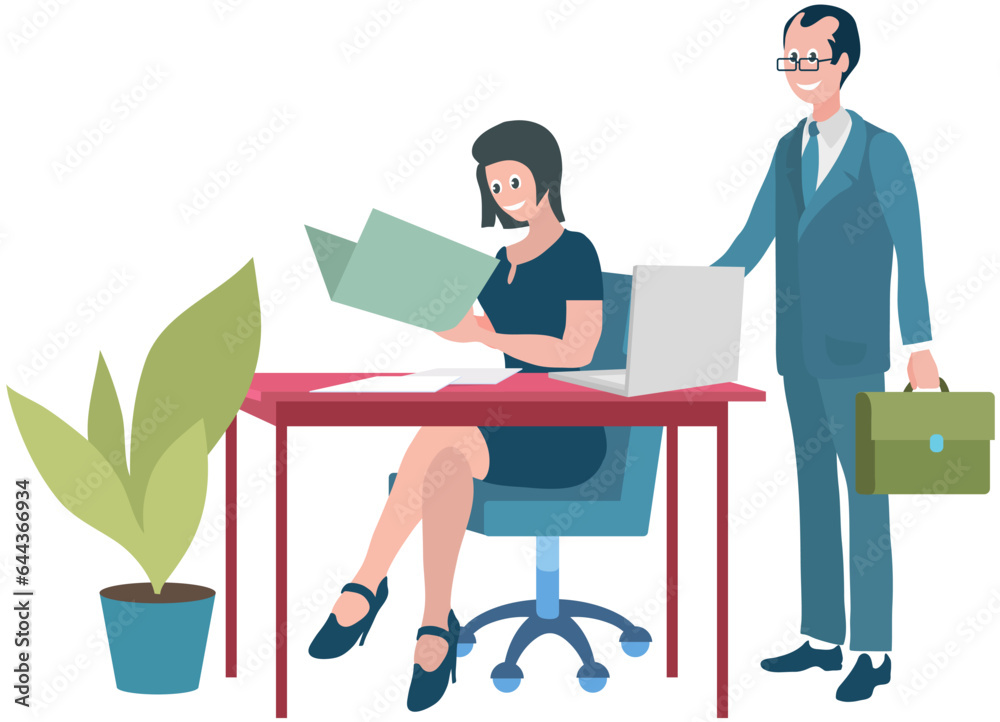 Office workers. Vector illustration. Teamwork promotes synergy and collective achievement of goals In team meeting, challenges are addressed and solutions are proposed Office workers adapt to changing Office workers. Vector illustration. Teamwork promotes synergy and collective achievement of goals In team meeting, challenges are addressed and solutions are proposed Office workers adapt to changing