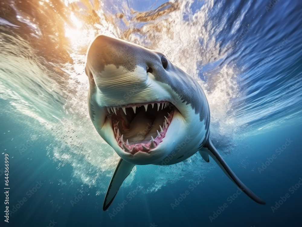 Shark in its Natural Habitat, Wildlife Photography, Generative AI