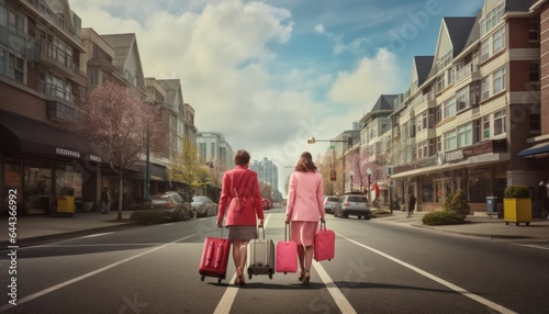 Women with suitcases for travel