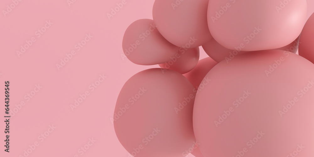 3D render of pastel pink smooth bubbles