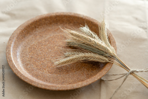 Biodegradable disposable cookware made from wheat bran. Eco cookware
