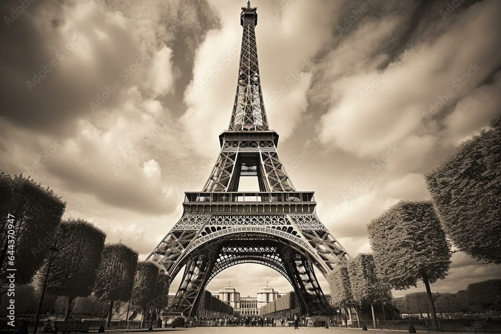 Parisian art: Eiffel Tower captured on canvas. Generative AI