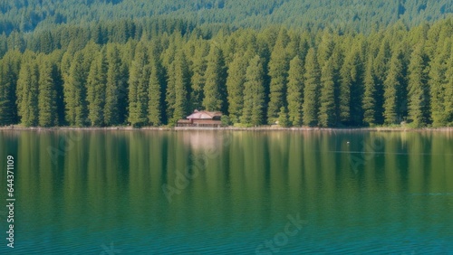 Lake house around the forest