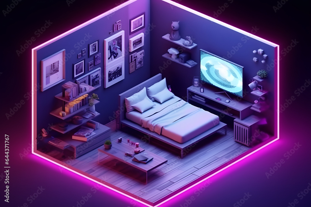 3d game room isometric style Made with Generative AI 3d game room isometric style Made with Generative AI