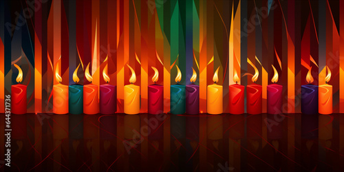 colorful abstract background with kandles of kwanzaa photo