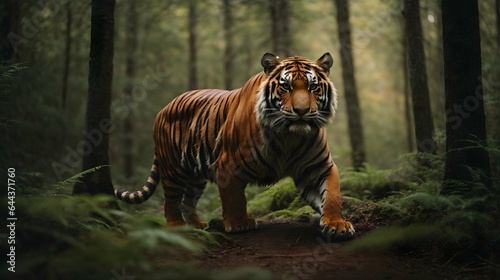 tiger in the middle in the forest