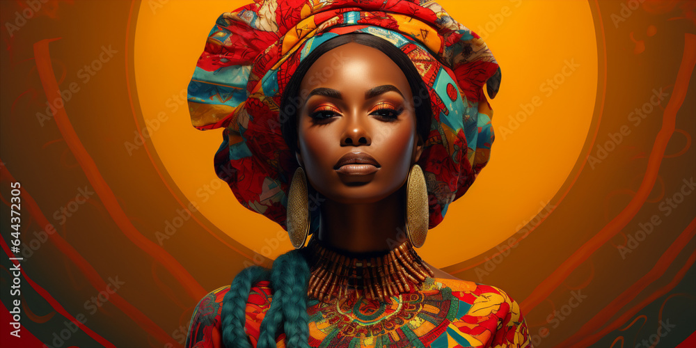 Bright female portrait in colors of kwanzaa holiday