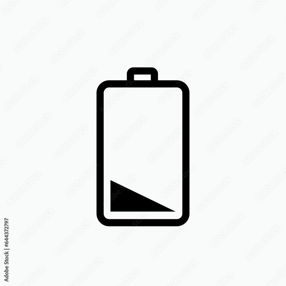 Low Battery Icon - Vector, Powerless Sign and Symbol for Design, Presentation, Website or Apps Elements. Low Battery Icon - Vector, Powerless Sign and Symbol for Design, Presentation, Website or Apps Elements.