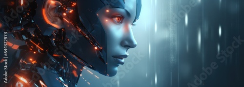 humanoid robot data network connection background. Generative Ai.
