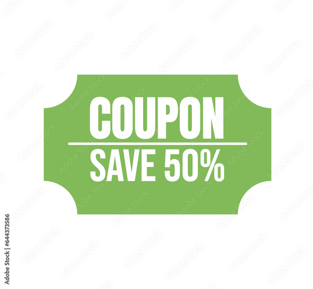 Fototapeta premium Coupon, Coupon save 50%, 100 percent natural product