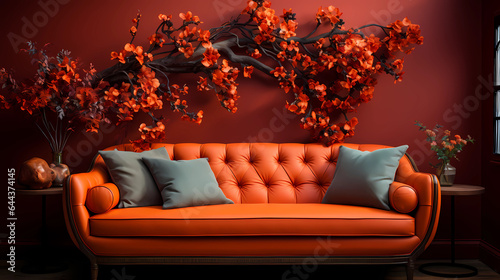 Fire orange or red walls with fall accessories