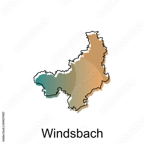 Map of Windsbach design template  vector illustration of Map Germany on white background