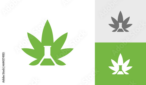Cannabis lab logo design vector