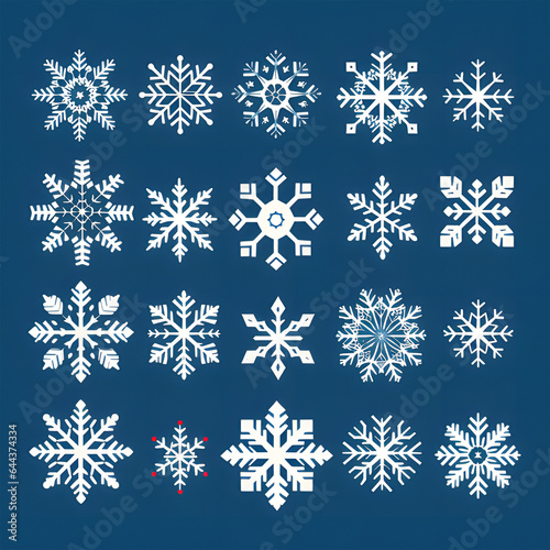 set of ornamental snowflakes ai generative