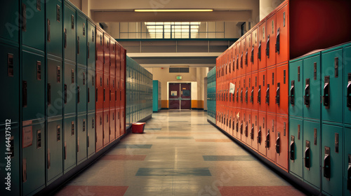 lockers in school corridor