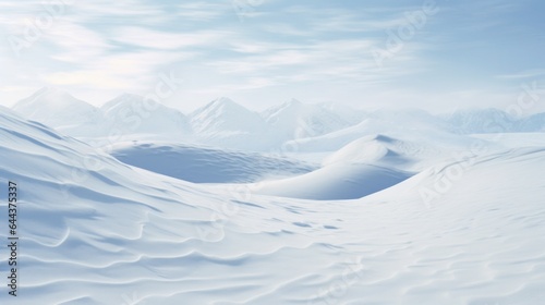 Snowy terrain background. White snowy field with hills in winter season. © Pro Hi-Res