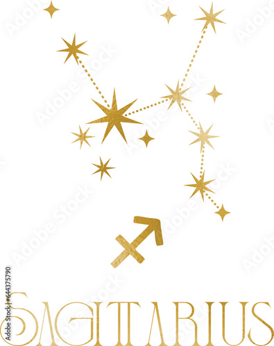 Sagittarius Zodiac constellations with stars, astrology, astronomy spiritual elements