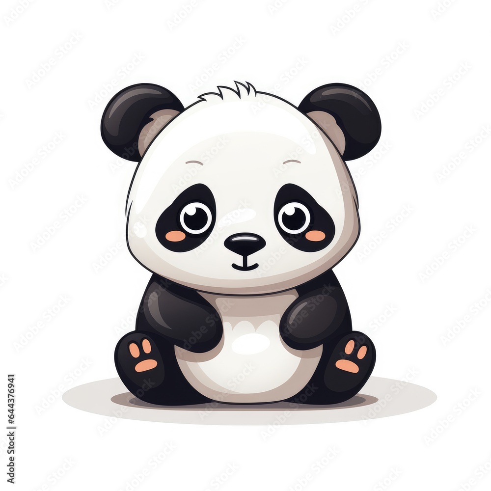 Fototapeta premium Cartoon panda on white background, AI generated Image