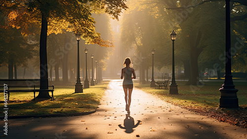 Morning Fitness: Woman Running in the Park