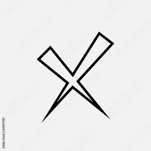 Cross Icon. Multiply Symbol. Reject Sign .  Disagree Element. Logo Component - Vector.