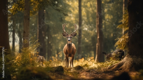 Deer standing among the trees  AI generated Image