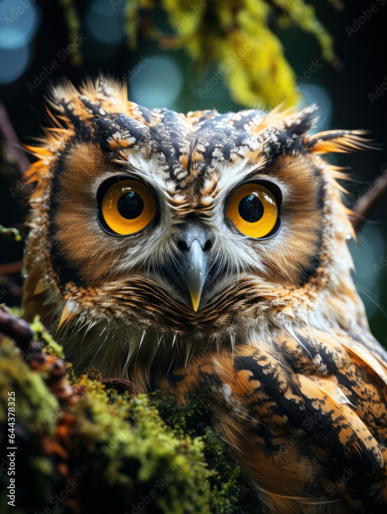 Owl in its Natural Habitat, Wildlife Photography, Generative AI