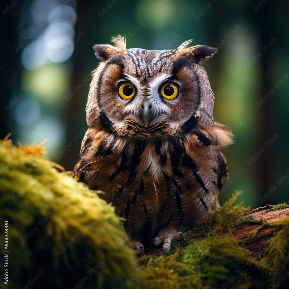 Fototapeta premium Owl in its Natural Habitat, Wildlife Photography, Generative AI