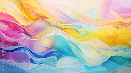 Abstract acrylic paint drawn waves painting texture colorful banner background © DZMITRY