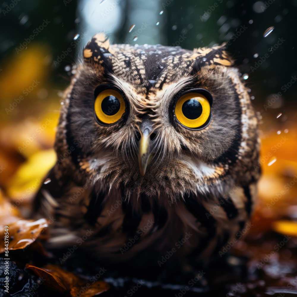 Obraz premium Owl in its Natural Habitat, Wildlife Photography, Generative AI