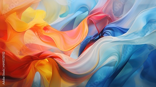 Abstract acrylic paint drawn waves painting texture colorful banner background