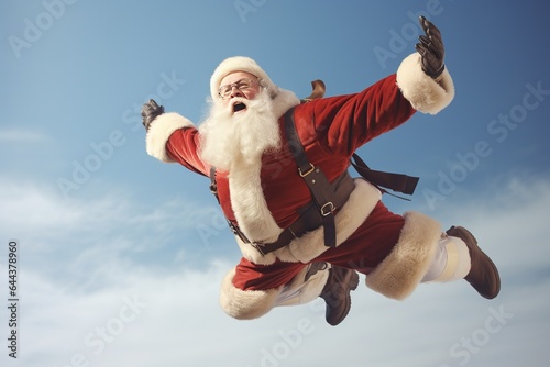 santa claus flying in the sky