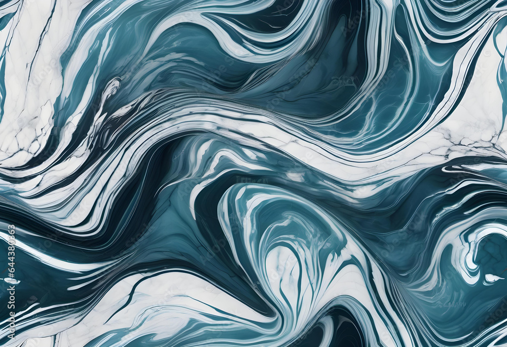 abstakter fließender Ozean in Marmoroptik blau