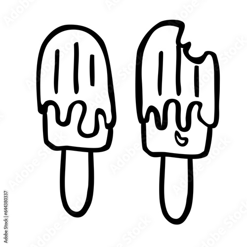 simple vector hand draw sketch doodle ice cream stick, isolated on white
