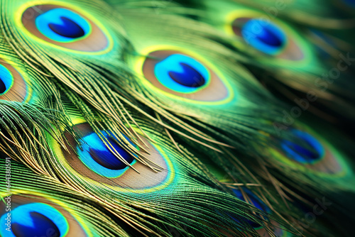 Some peacock feathers close up