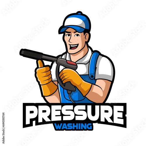 Washer Pressure worker mascot character