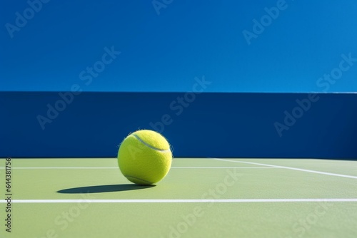 Tennis ball on a blue court. Generative AI © Eudora